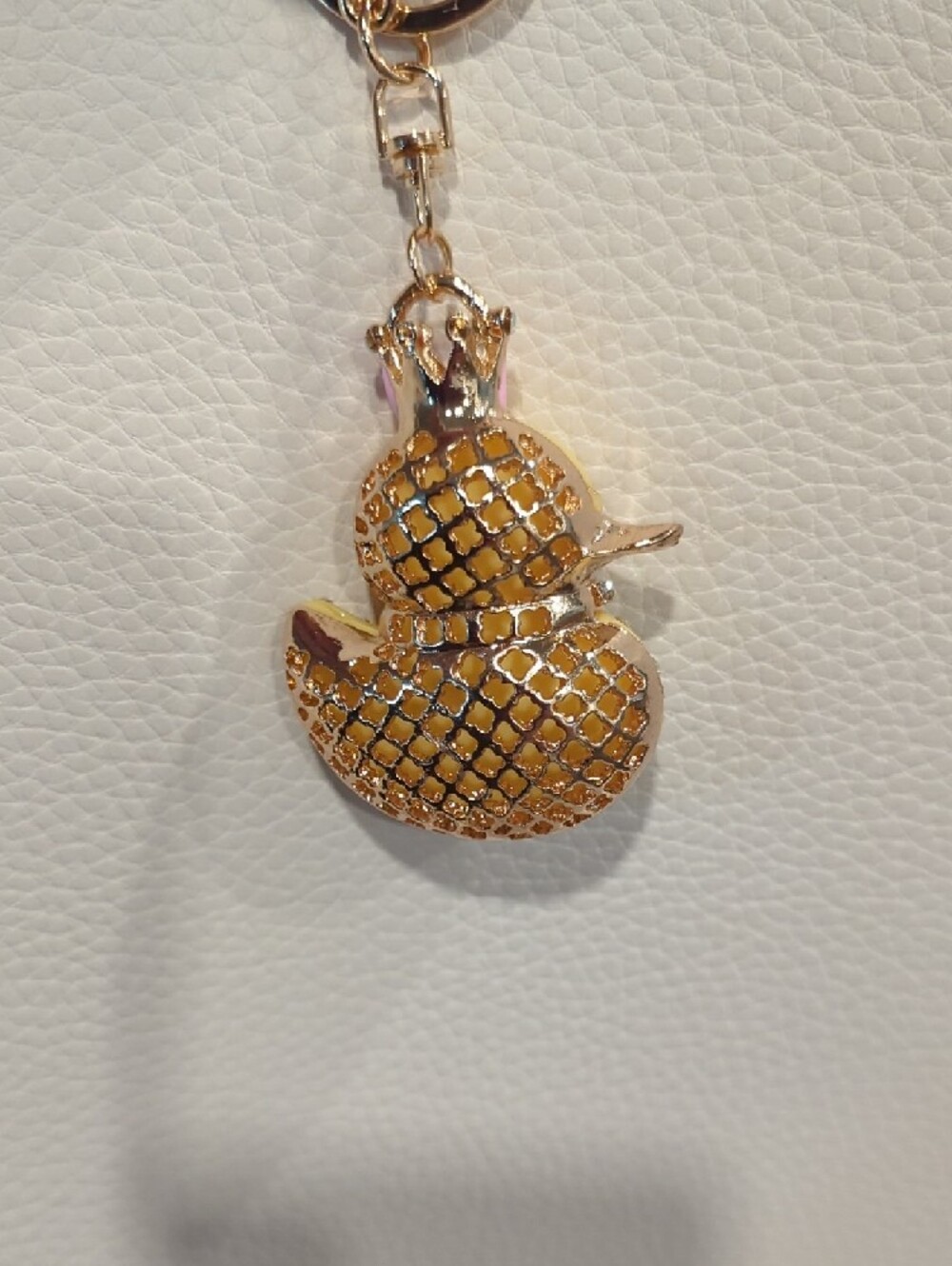 Jeweled Yellow Rubber Duck Keychain Charm with Crown - Picture 3 of 3
